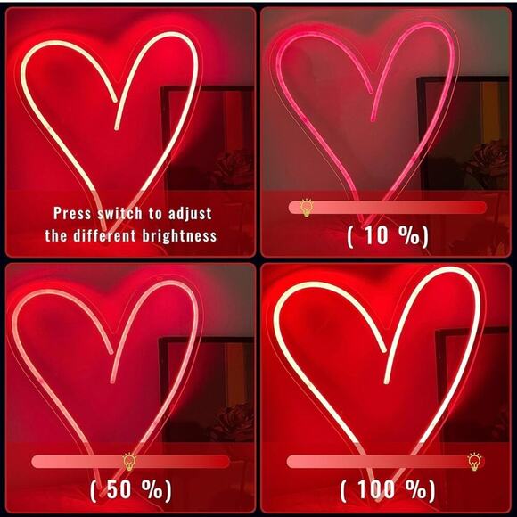 Neon Sign Red Dimmable Neon Lights Wall Decor Aesthetic Signs Bedroom Room - Picture 3 of 6